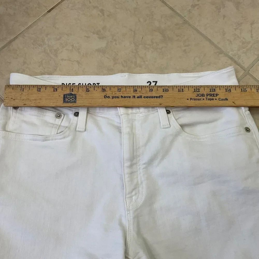 J Crew Women’s Mid Rise Denim Shorts Size 27 White Frayed Hem